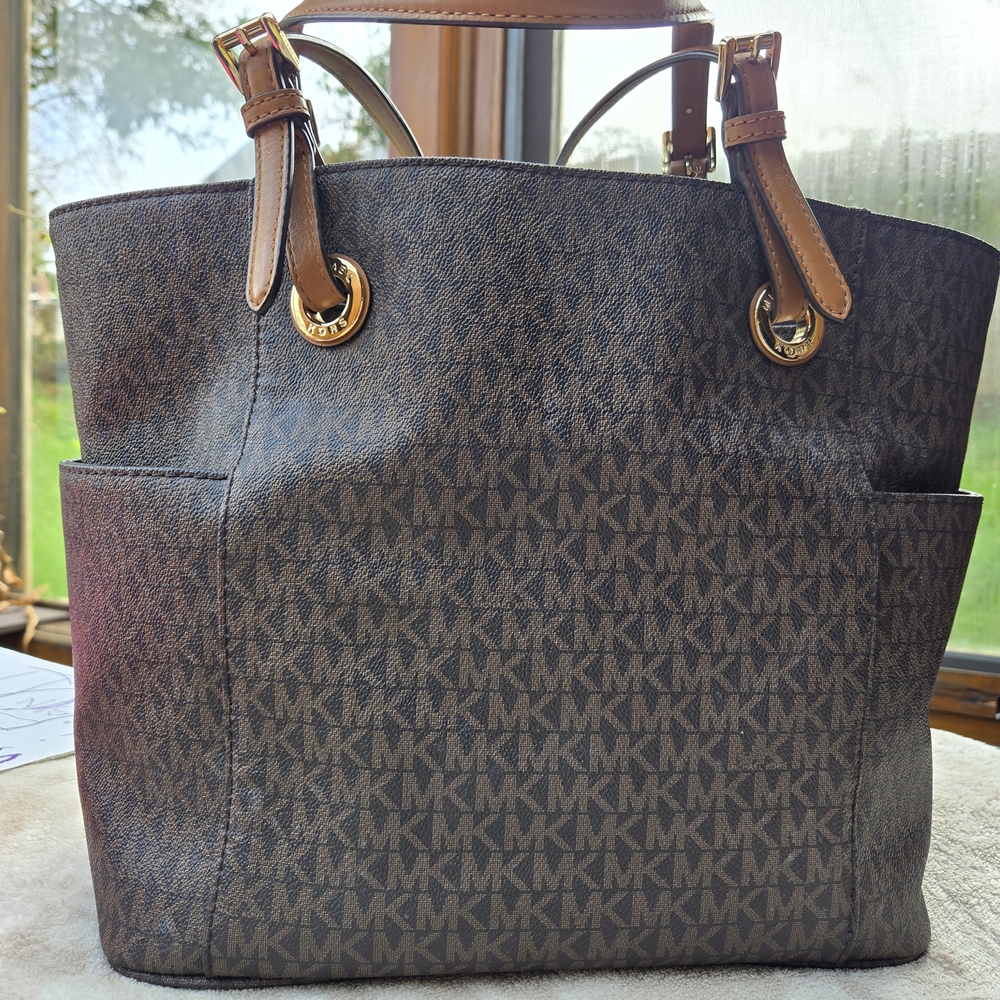 Michael Kors Brown MK Logo Tote Bag - Picture 2 of 11